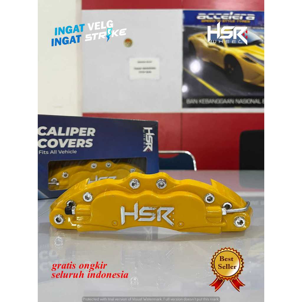 Jual 1 Set Tutup Kaliper Cakram Depan Kuning HSR Big Brake Kit untuk segala jenis mobil (KANAN+KIRI)