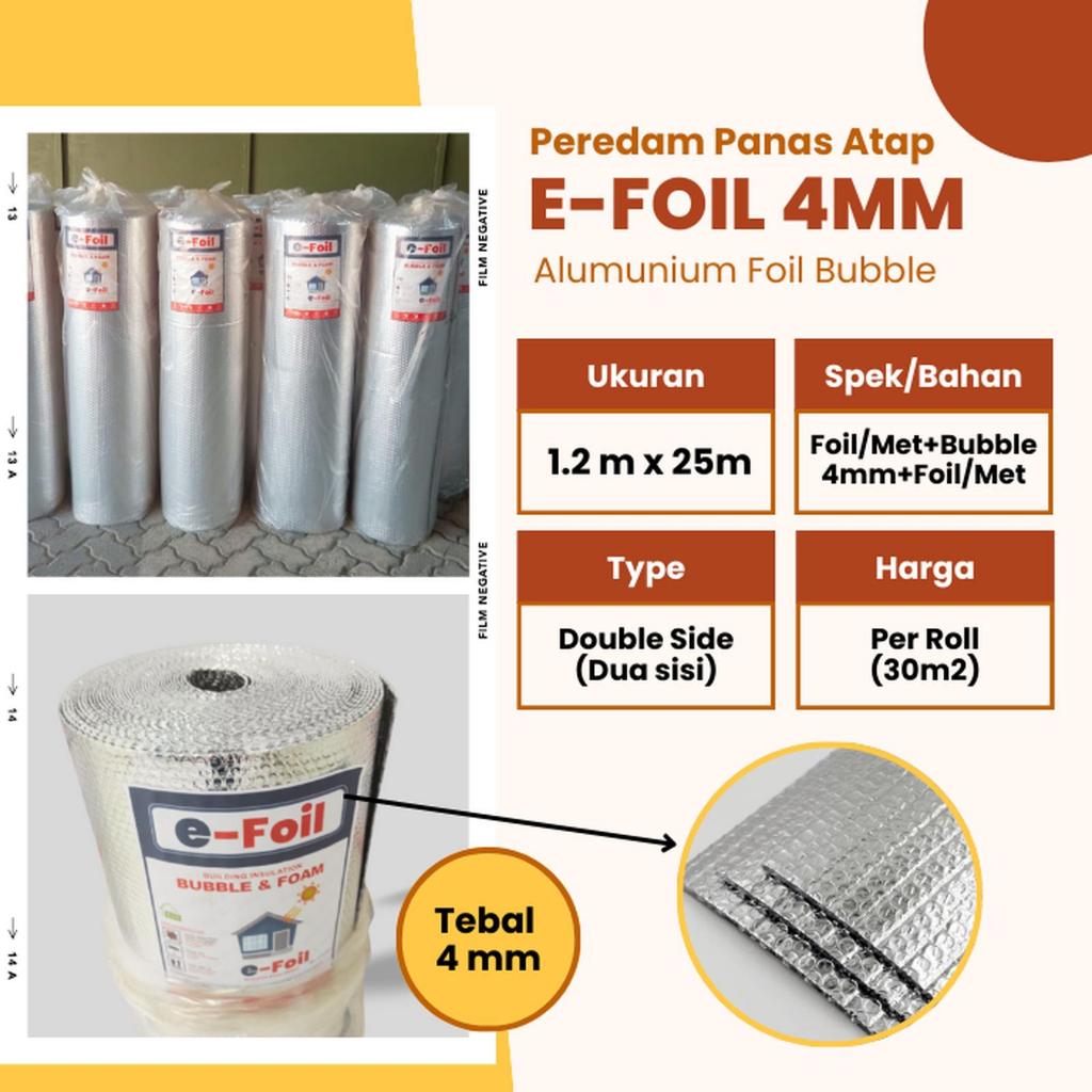Alumunium Foil Bubble 4mm E-Foil - Peredam Panas Atap Rumah