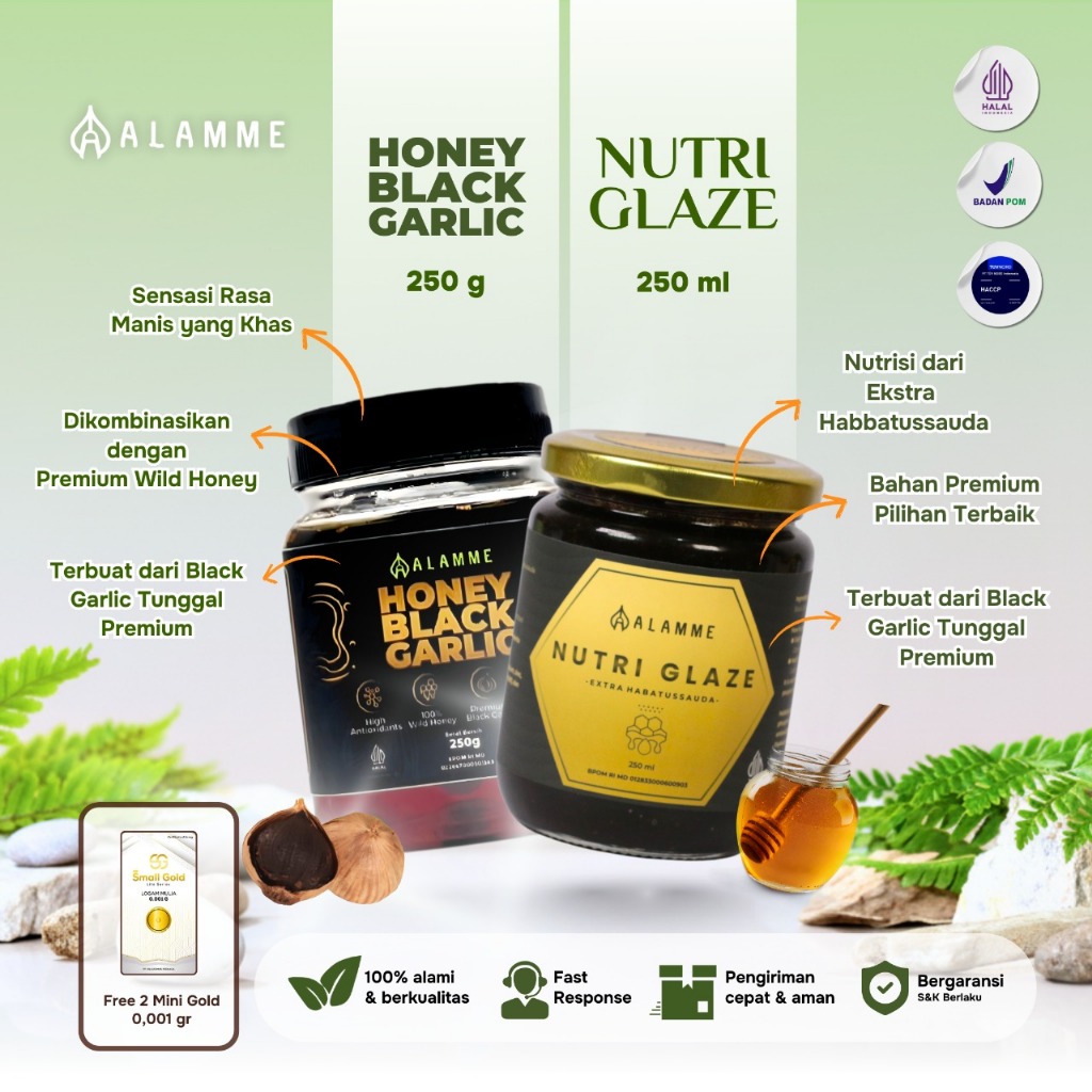 Alamme - Paket Best Seller Black Garlic Honey 250gr & Nutri Glaze 250ml Ekstra Habbatussauda