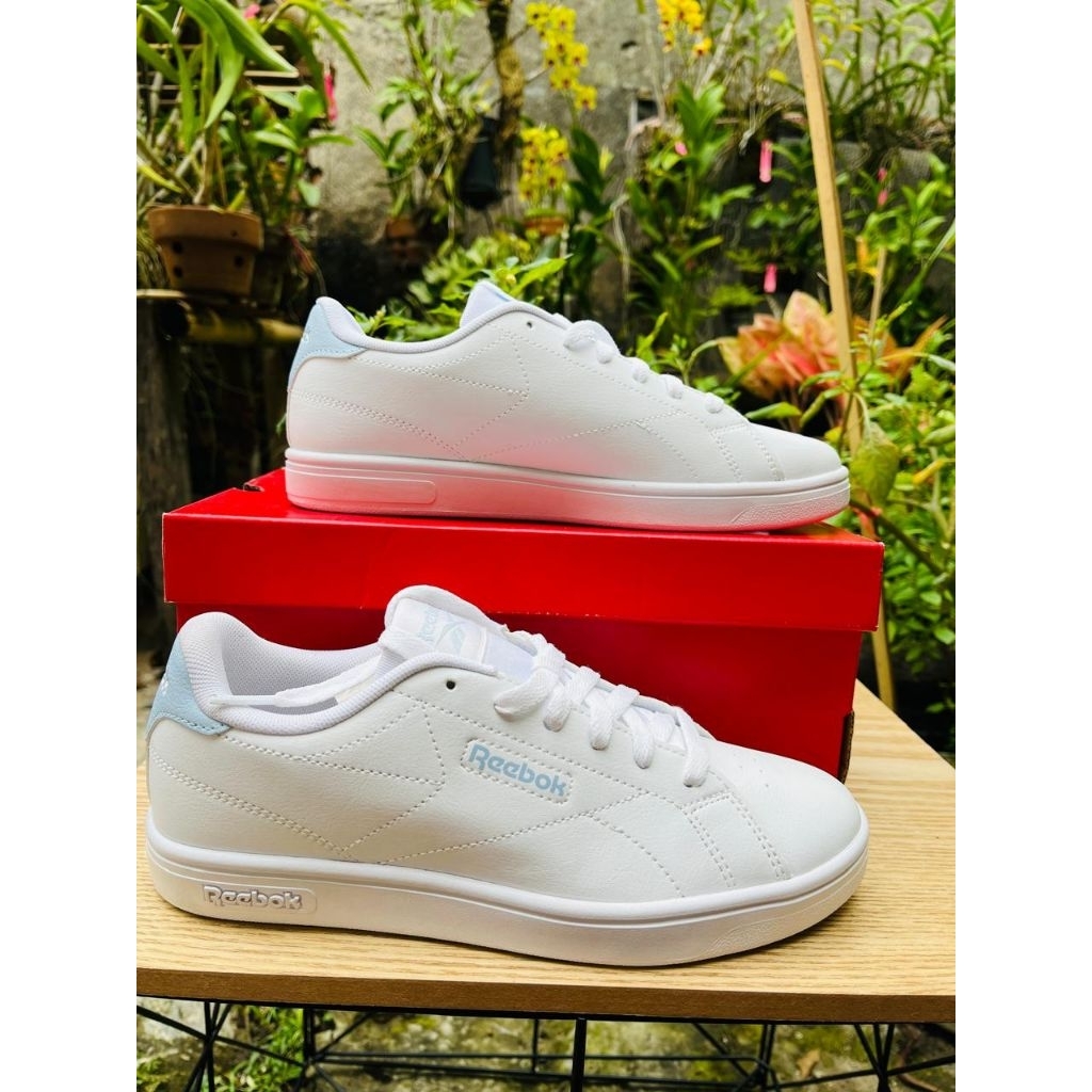 Sepatu Reebok Court Clean Women White Blue Ex Display Size 37,5cm Original Sale SportStation