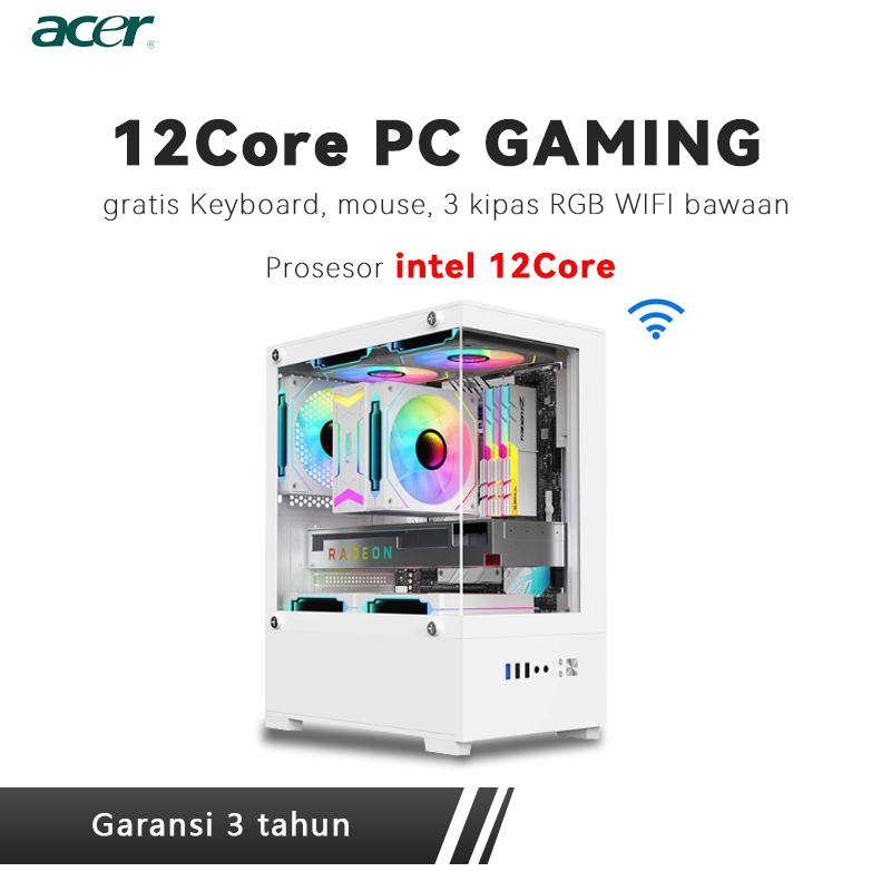 acer PC Intel 12 Core Pc gaming full set desktop komputer kantor, mesin perakitan desain, mendukung 