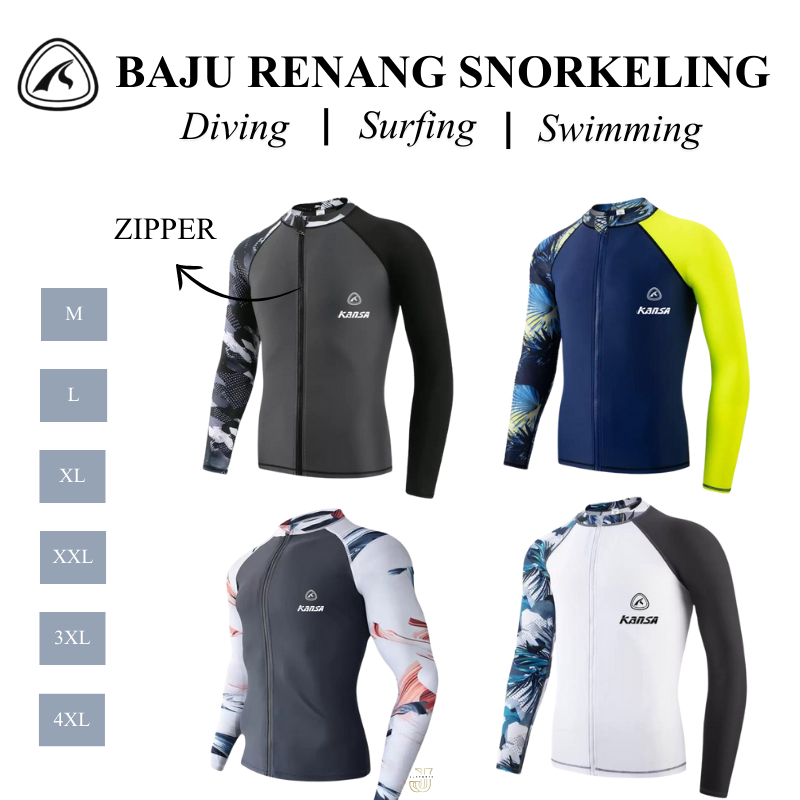 Baju Renang Diving Kansa Lengan Panjang Jaket Rashguard Pria Kansa Jaket Selam Diving Snorkeling Men