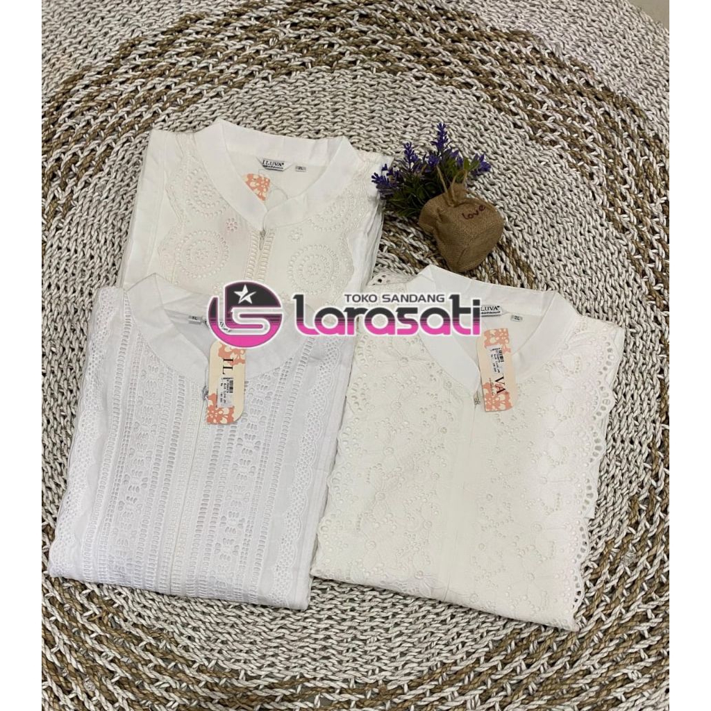 BLUS TUNIK ILUVA PUTIH BORDIR JUMBO TERBARU