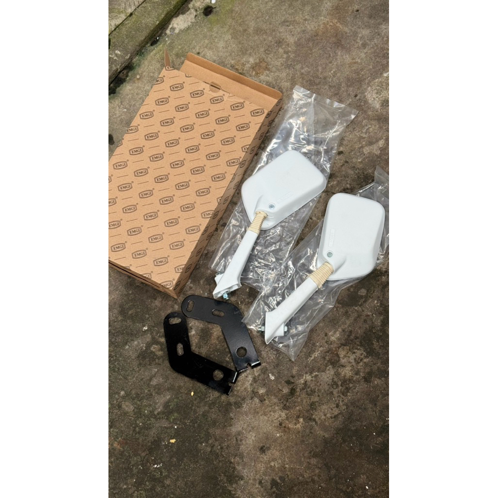 spion vespa px warna putih set spion dan breket plat dudukan spion vespa px ps strada px e exclusive