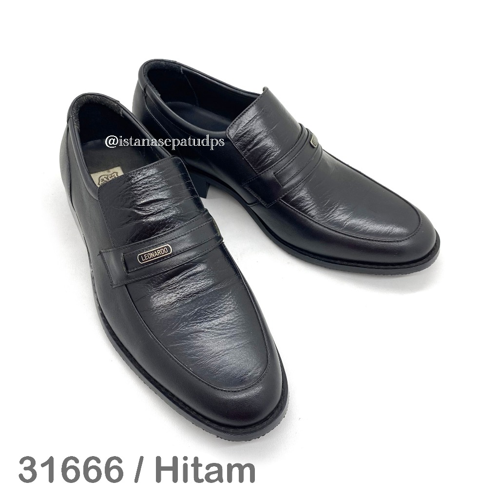 Sepatu Pantofel Kulit Pria Leonardo 31666, Hitam, Nyaman dipakai