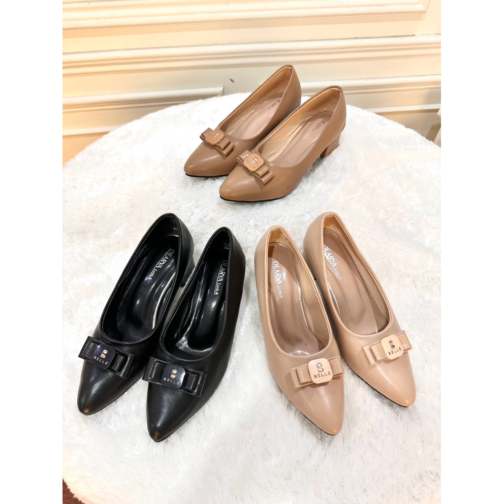 sepatu wanita Louisdear PL05 heels tahu 5 cm bahan kulit Dove import premium