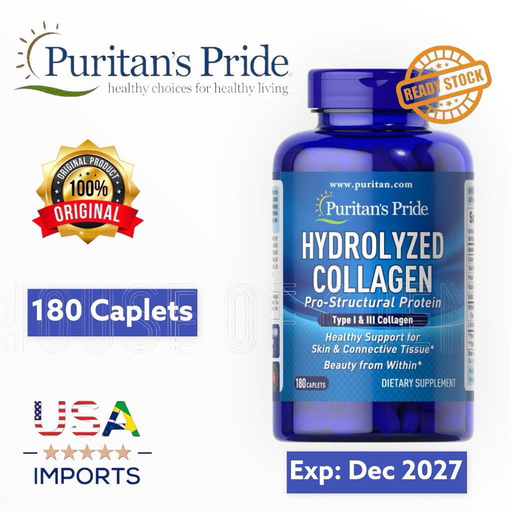 PURITAN PRIDE Hydrolyzed Collagen 180 Caplets Puritan's Pride