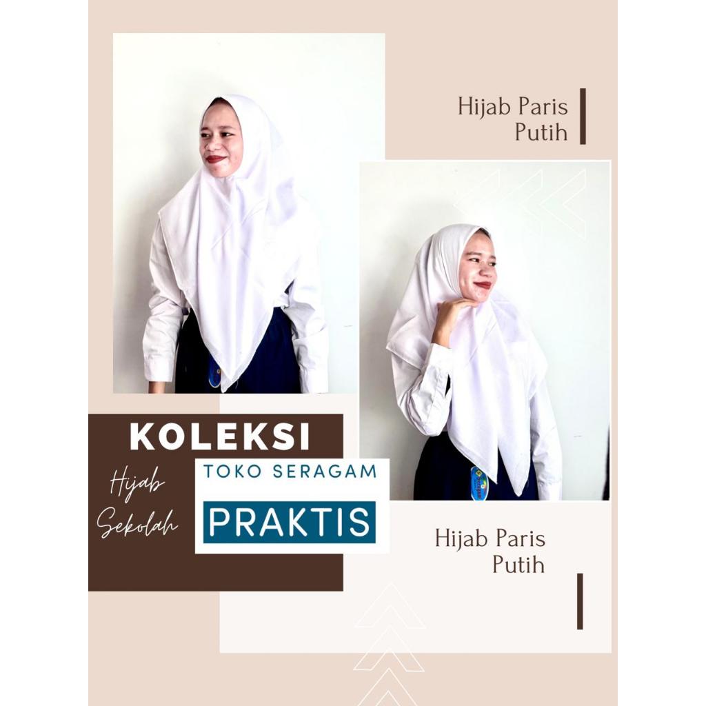 Kerudung Paris Premium Putih Hitam Cokelat|Kerudung Segiempat Sekolah