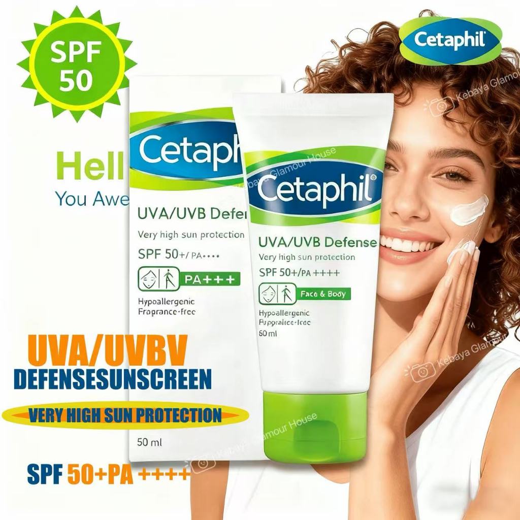 [COD ORI&EXP 2028] Cetaphil Sunscreen Sensitive Skin Cetaphil UVA/UVB Defense Sunscreen SPF50+ PA+++