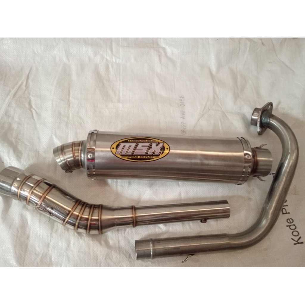 knalpot original msx bulat las panjang 30cm dos satria Fu Vixion CBR Jupiter MX king Sonic gsx bison