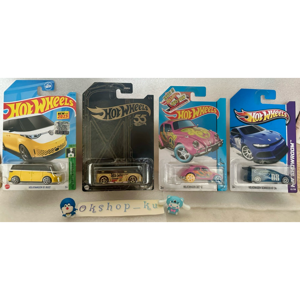 Hotwheels Volkswagen ID Buzz FS, Volkswagen T1 GTR, Volkswagen Beetle, Volkswagen Scirocco GT 24 edi