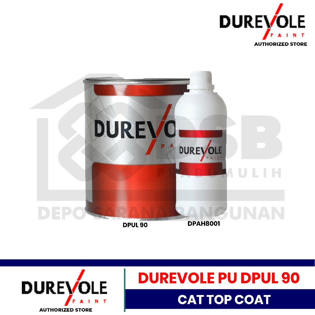 DUREVOLE PU ACRYLIC DPUL 90 + DPAH8001 1Kg/Liter Cat Top Coat Transparan Akrilik Water Based Tahan A