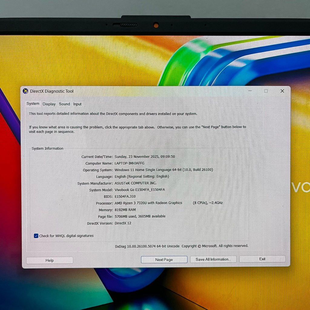 Laptop Asus vivobook GO 15 E1504FA