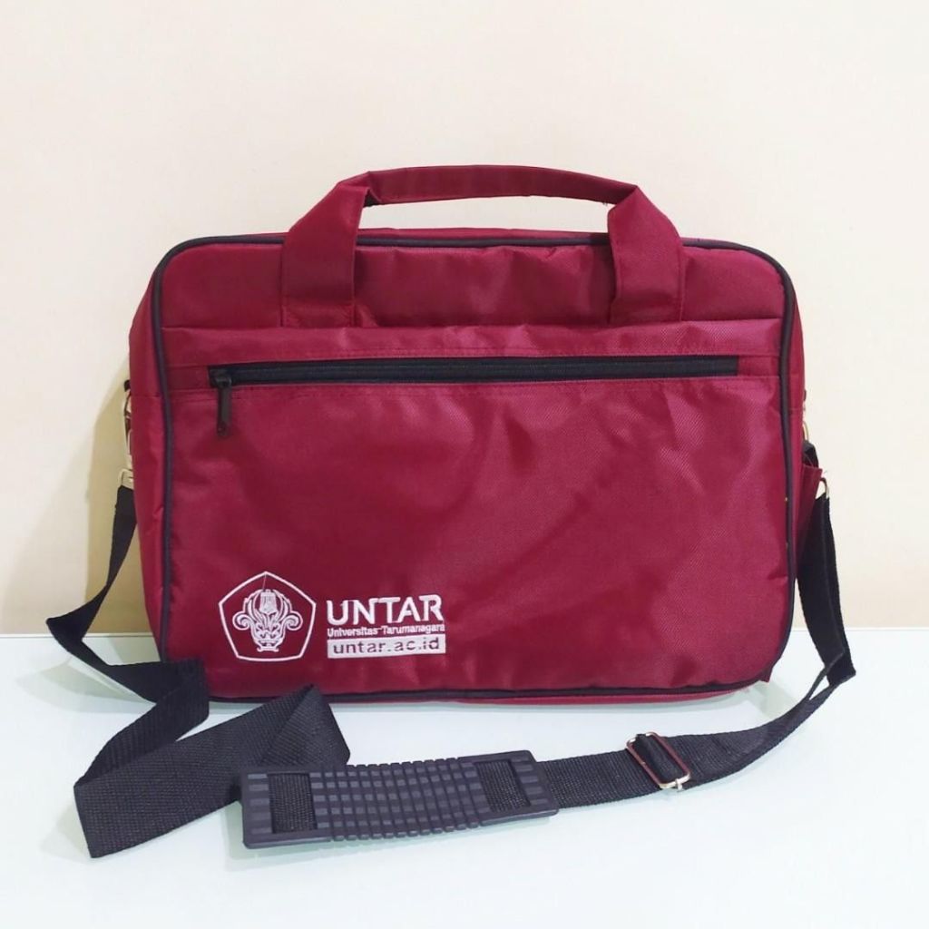 [New] Tas Selempang Laptop 14 Inch Kanvas Merah Maroon