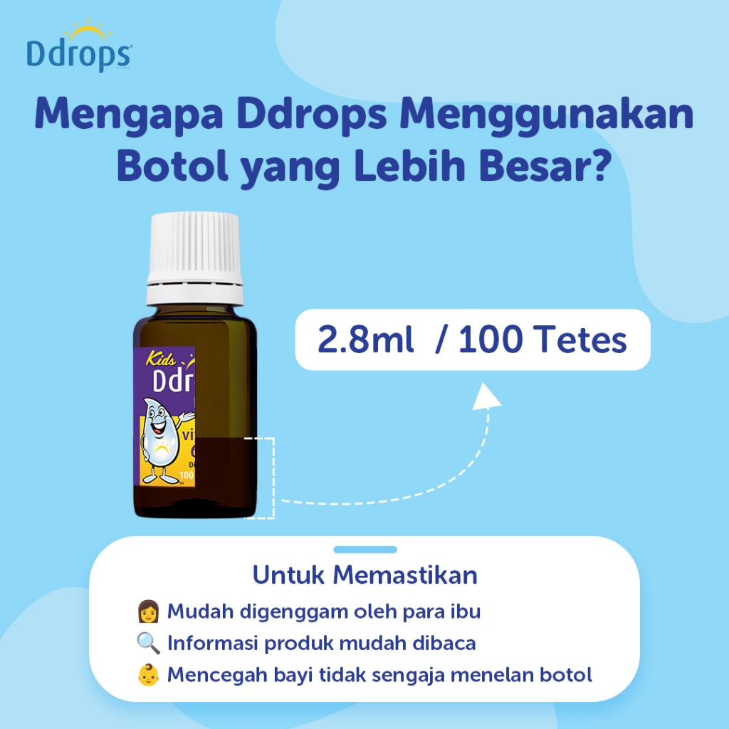 Ddrops Booster Vitamin D3 600 Iu Cair Untuk Anak-Anak - 100 Tetes/2.8Ml Ready