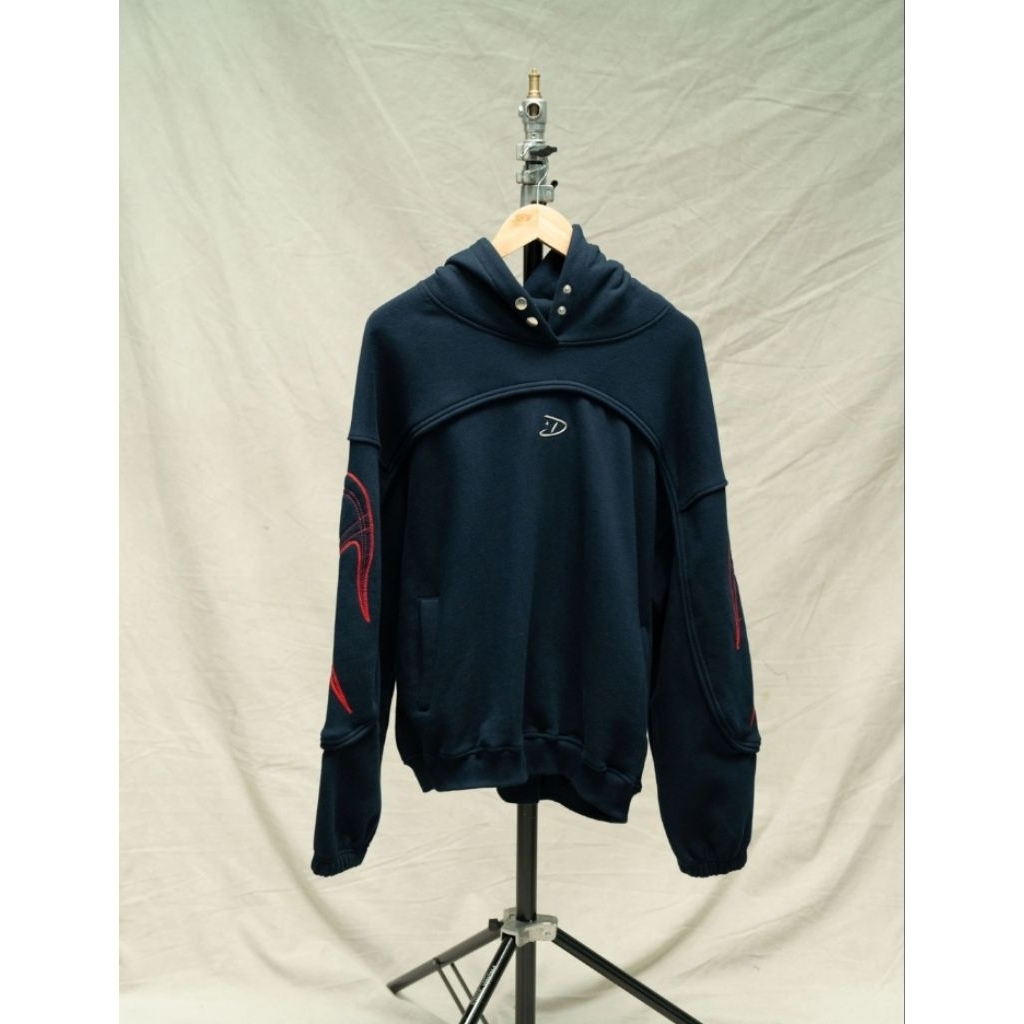 DLS concept hoodie metal logo - navy size M