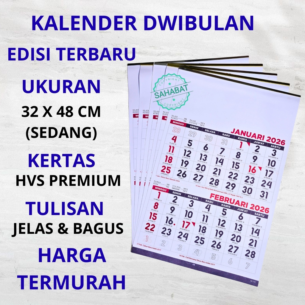 KALENDER DINDING DWIBULAN AO TERBARU 2026/ KALENDER DWIBULAN TERBARU 2026