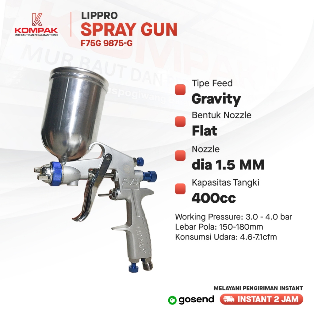 Lippro Spray Gun F75 G Spray Cat Lippro F 75G Tabung Atas