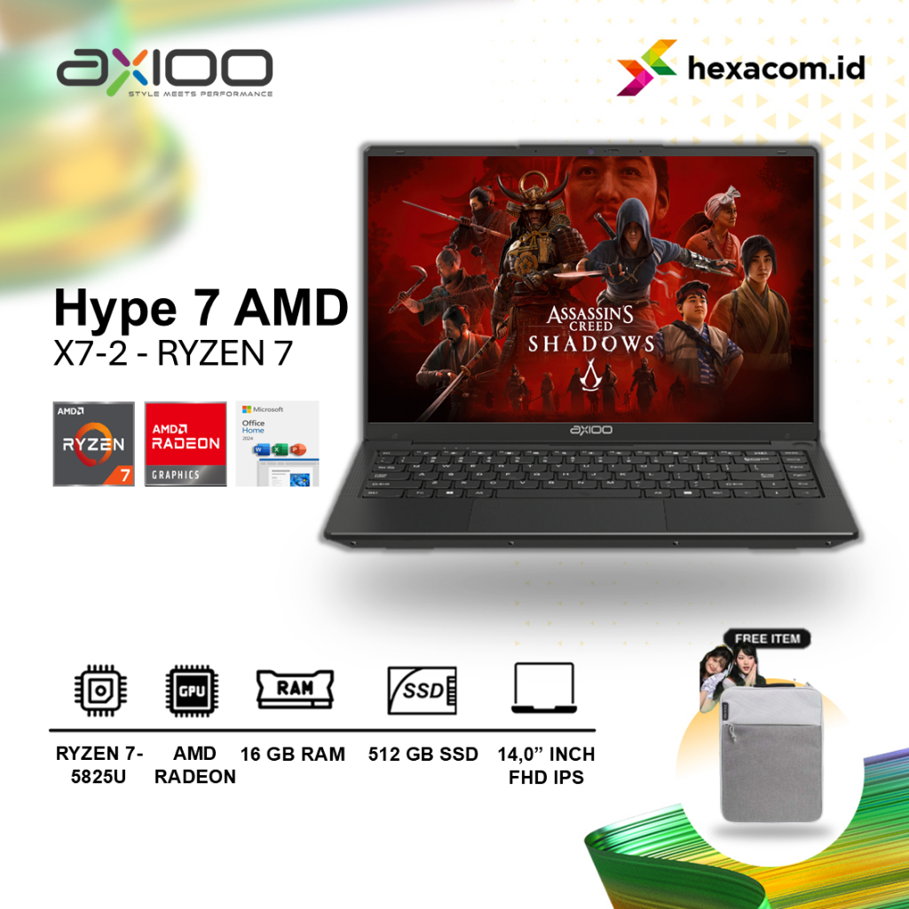 Laptop AXIOO Hype 7 Amd X7-2 Ryzen 7-5825U 16GB 512GB SSD Windows 11