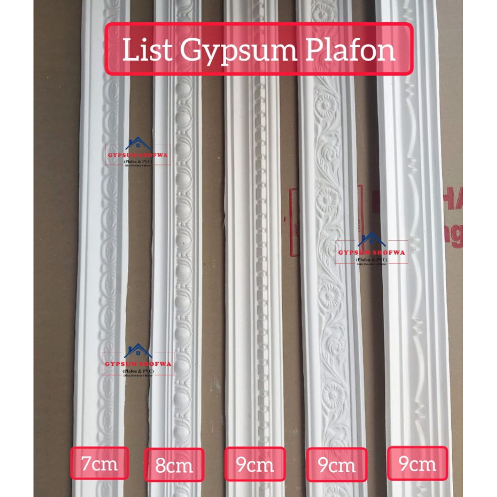 Gypsum Shofwa - List gipsum plafon motif ukuran 7 cm - 9 cm /  List Gypsum motif / List profil gipsu