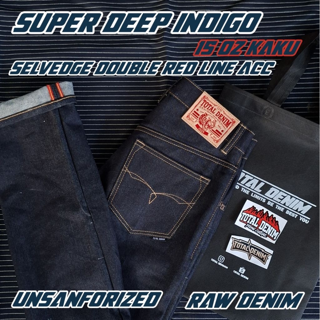 TOTAL DENIM super deep indigo 15oz kaku selvedg acc celana denim raw dan jeans