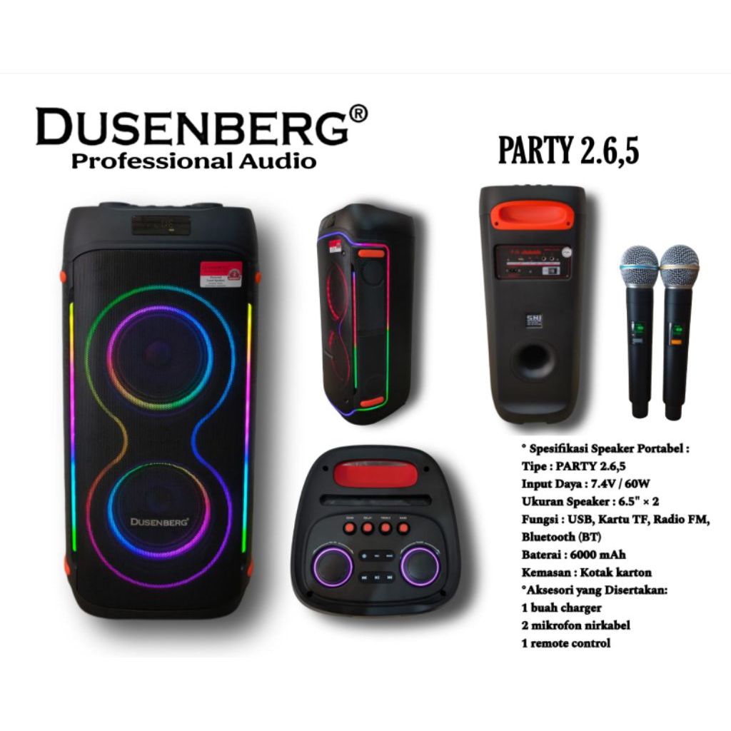 Pilih variasi Portable Dusenberg Party 2.10 ( 2x10 ) / party 2.8 (2x8) / Party 2.6,5 (2 x 6,5) / Neo