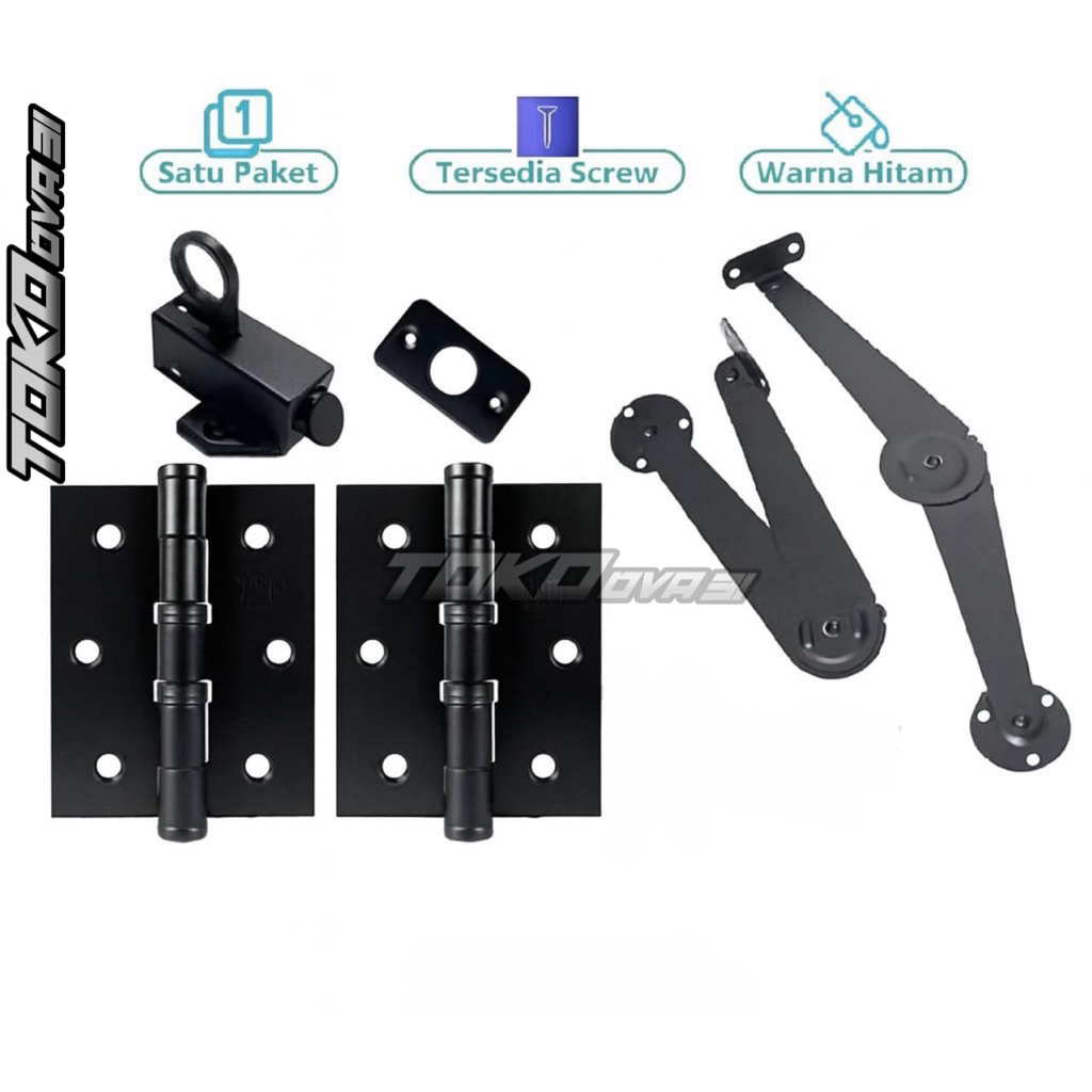 Paket Satu Set Jendela Engsel Salon Engsel Tebal Grendel Knif Baut Lengkap
