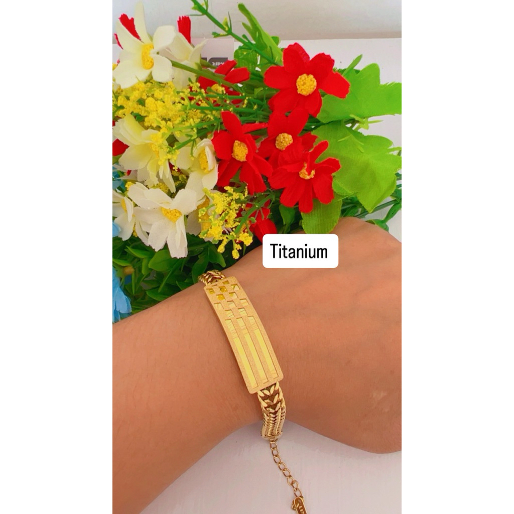 gelang plat motif emas