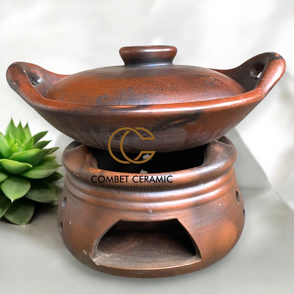 Set Prasmanan Tungku/Keren + Wajan Gerabah Tanah Liat - Set Prasmanan Wajan + Tungku/Keren Gerabah T