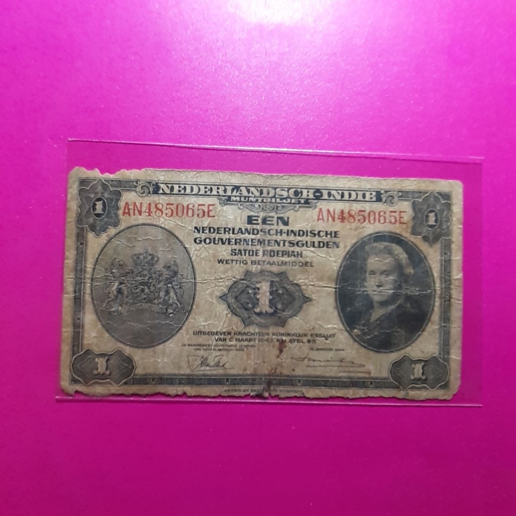 uang kuno 1 gulden nica 1943