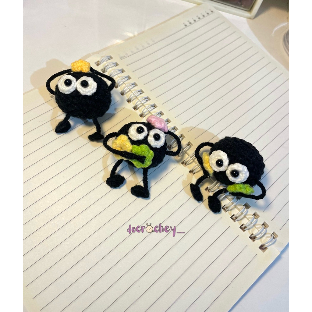 [docrochey_] Susuwatari Ganci Rajut | Susuwatari Amigurumi Rajut Lucu | Studio Ghibli Susuwatari Kao