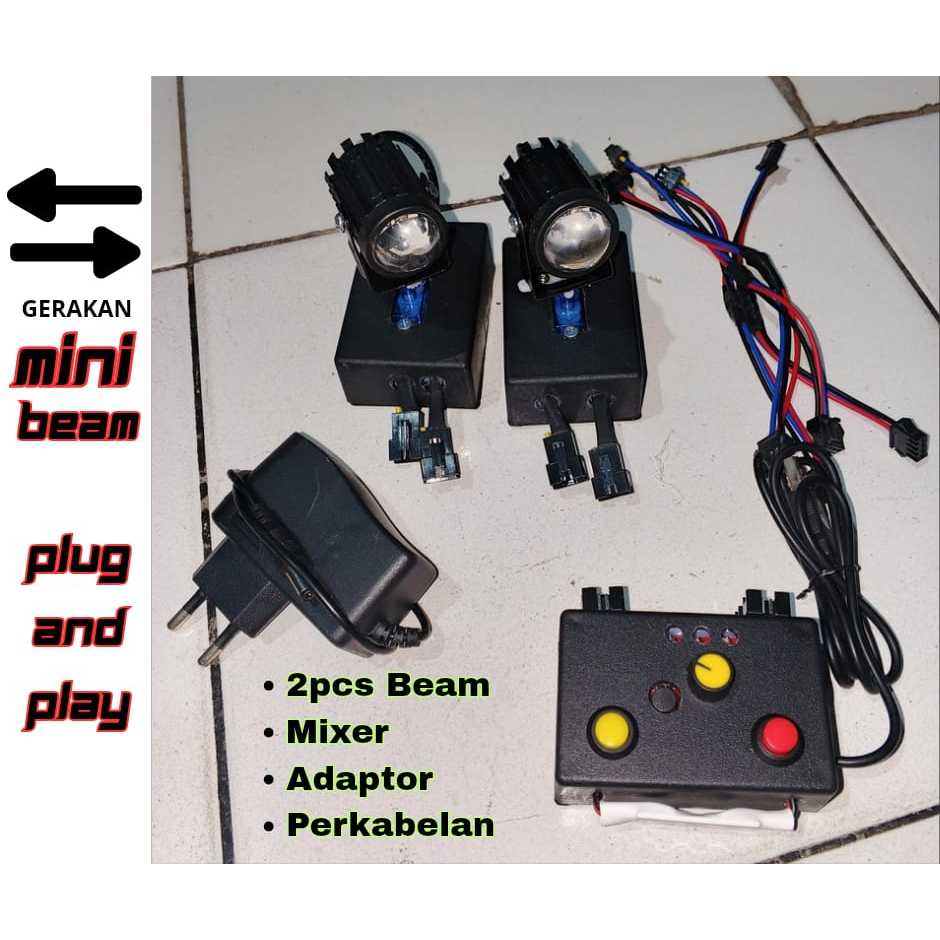 MINI BEAM LIGHTING GERAK KIRI KANAN PLUG AND PLAY TINGGAL PAKAI , MINIATUR BEAM LIGHTING SOUND SYTEM