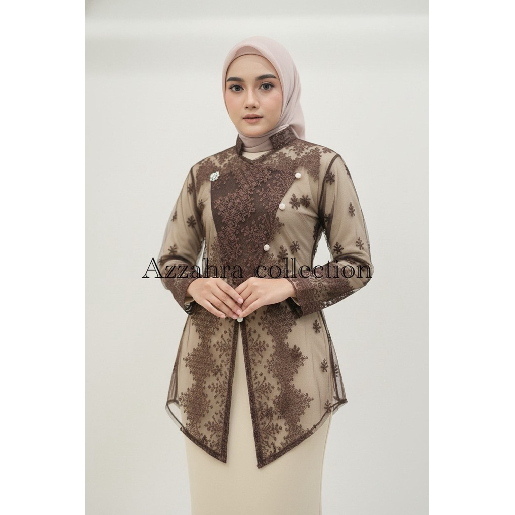 Outer brokat kebaya janggan / outer tunik brokat modern / outer kebaya wisuda keondangan