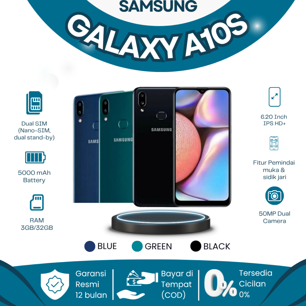 Samsung A10s Asli Terbaru 2025 RAM 2/32GB 6/128GB – HP Murah Layar 6.2HD+ Kamera 13MP garansi