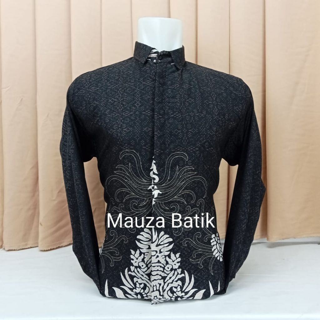 Batik pria lengan panjang warna Mahogany Bahan Doby premium