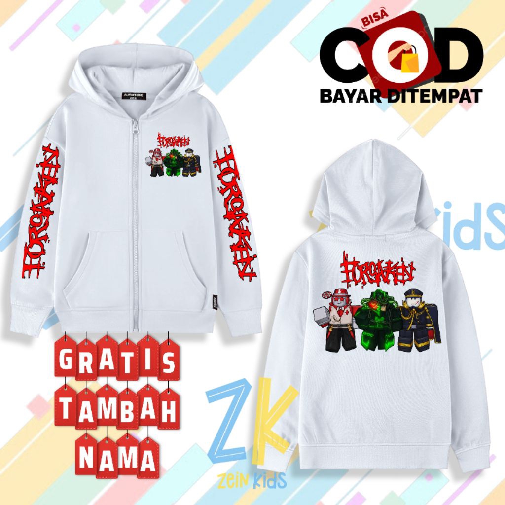 Zipper Anak Roblox Forsaken - Jaket Resleting Anak Roblox Forsaken