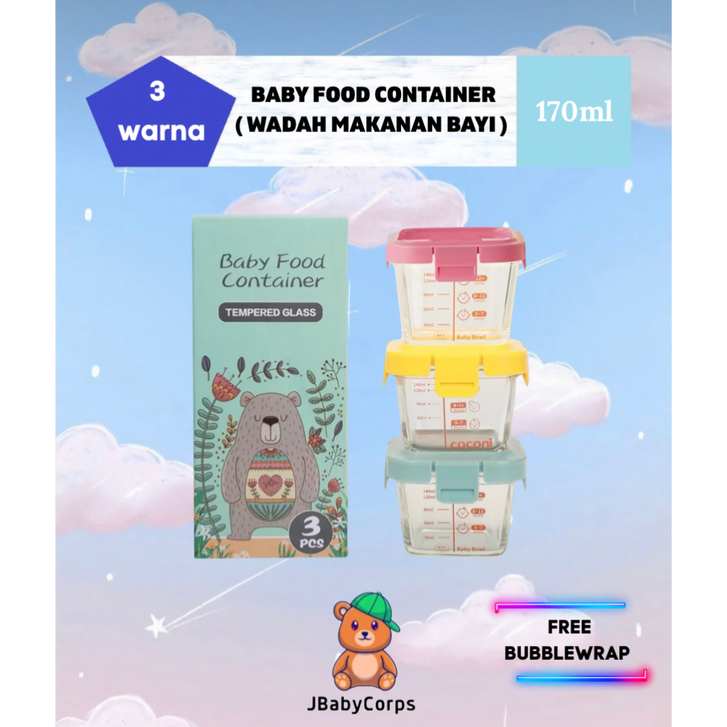 Baby Food Container Mpasi | Tempat Mpasi Kaca Container Mpasi Tahan Panas | Bayi Wadah Mpasi Kaca Pe
