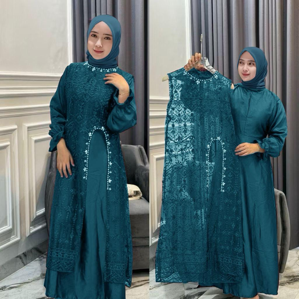 MAXI DRESS ARAFAH 2 in 1 ( M L XL XXL ) GAMIS PESTA MUSLIM SERAGAM ACARA BAJU PESTA GAMIS KONDANGAN 