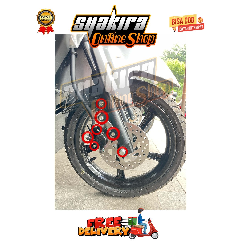 BAUT BREKET + REM + BANJO + NEPEL + TOJOSAN + AS KALIPER DEPAN ( 7 BAUT ) MIO SERIES 115 / 125 M3 J 