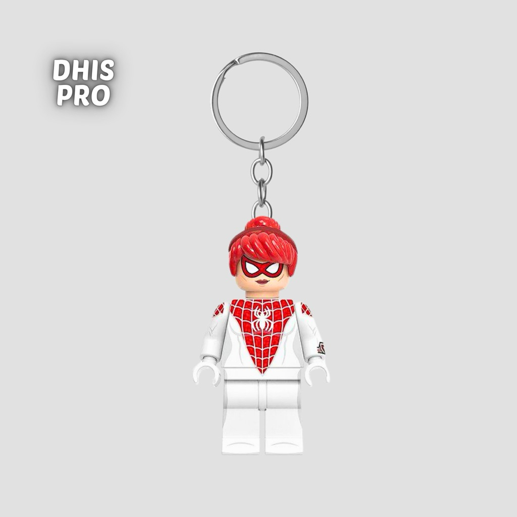 Dhis Project Gantungan Kunci LEGO Minifigure Spiderman Spinneret Marvel
