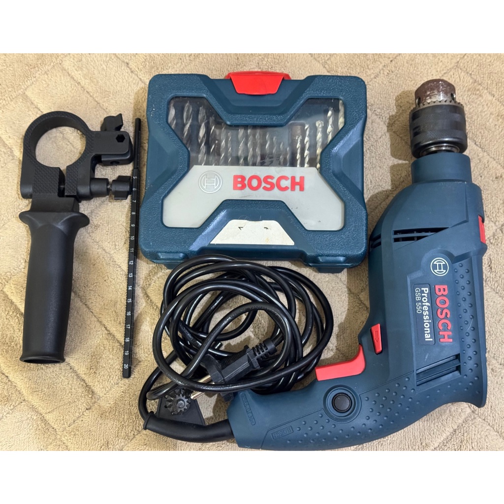 (Preloved) Bosch GSB 550 GSB550 Alat Bor Beton Listrik Bonus Set Mata Bor Obeng Kombinasi X-Line