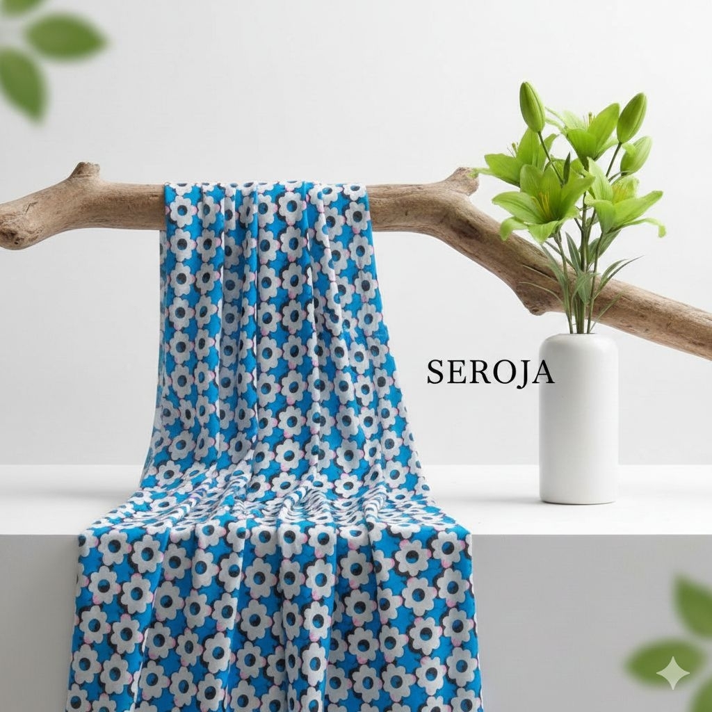 kain satin silk motif bunga - kain satin silk motif - kain satin meteran - kain satin premium -ft