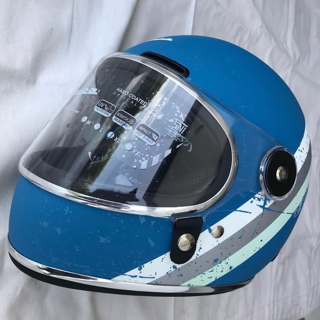 helm vespa original full face biru original