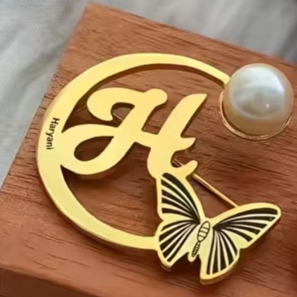 Bros Inisial / Bros Huruf / Bros Inisial Dan Ukiran Nama Gold Lapis Emas