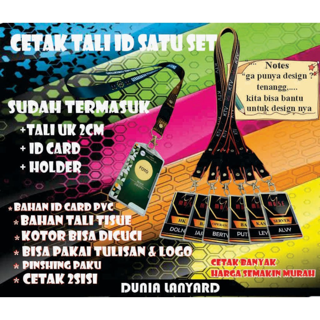 PAKET LANYARD SATU SET | LANYARD + ID CARD + HOLDER