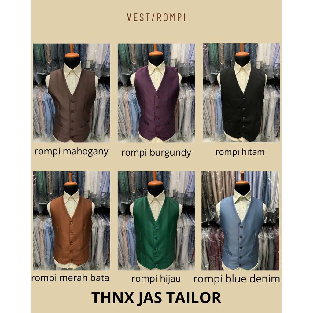 vest rompi jas dalaman jas rompi formal rompi pria semi woll