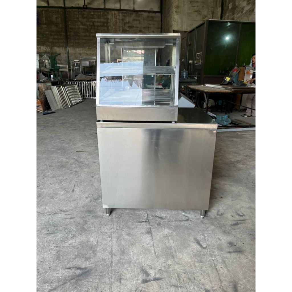 warmer etalase pemanas fried chicken ayam goreng set meja kabinet Stainless Steel