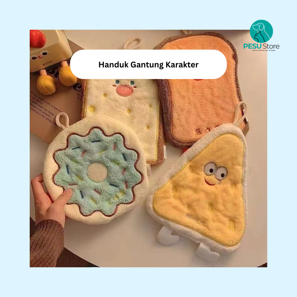Handuk Gantung Karakter Roti Lucu / Lap Tangan Anak & Dapur