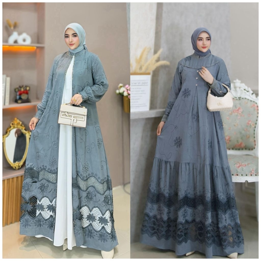 gamis nazumi Andira bordir krancang hana dress series ori by M nabil  syafeera