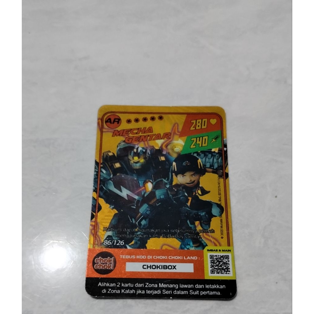 kartu Boboiboy Mecha gentar